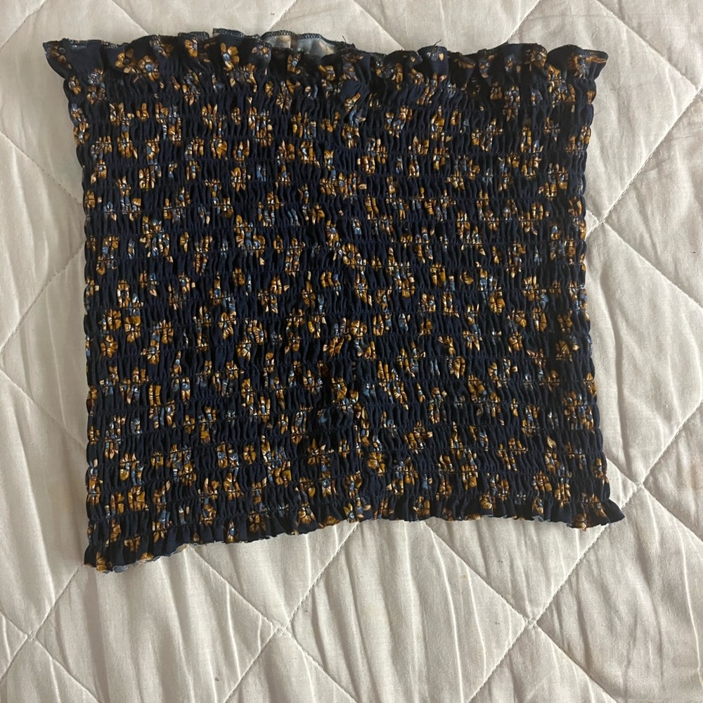Women’s tube top patterned a little cropped but pretty long navy blue